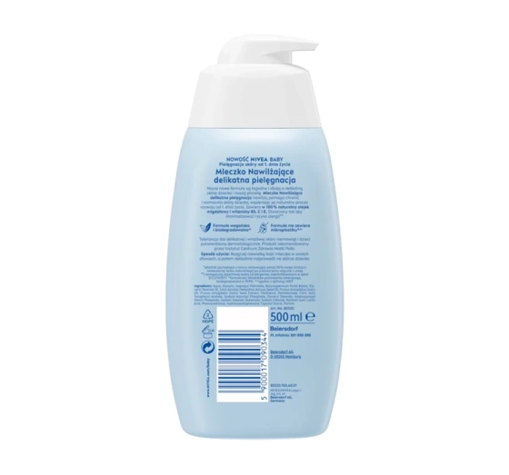 NIVEA BABY mleczko nawilżające delikatna pielęgnacja dla dzieci 500 ml