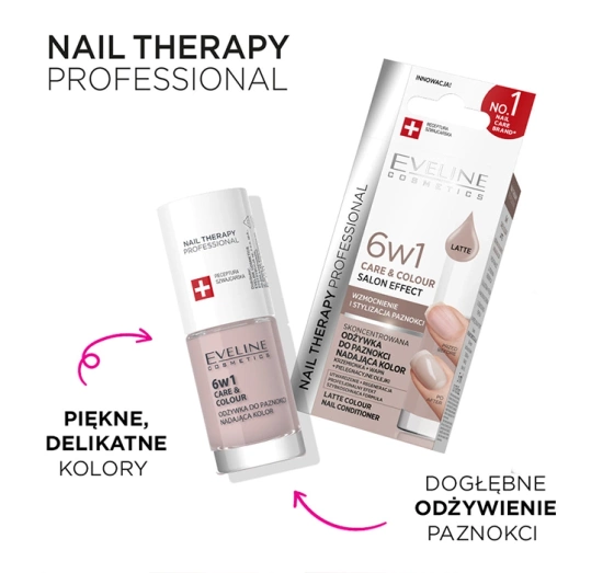 Eveline Cosmetics Nail Therapy 6w1 Care And Colour odżywka do paznokci Shimmering Nude 5 ml