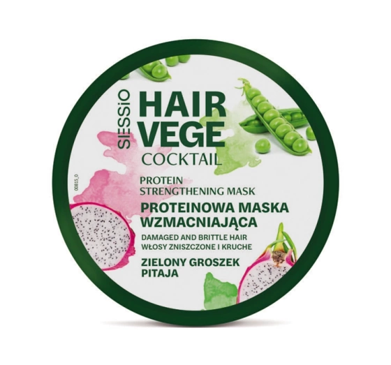 Sessio Hair Vege Cocktail proteinowa maska wzmacniająca Zielony Groszek Pitaja 250g