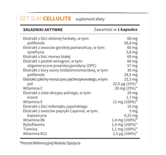 Noble Health Get Slim Cellulite suplement diety 30 tabletek