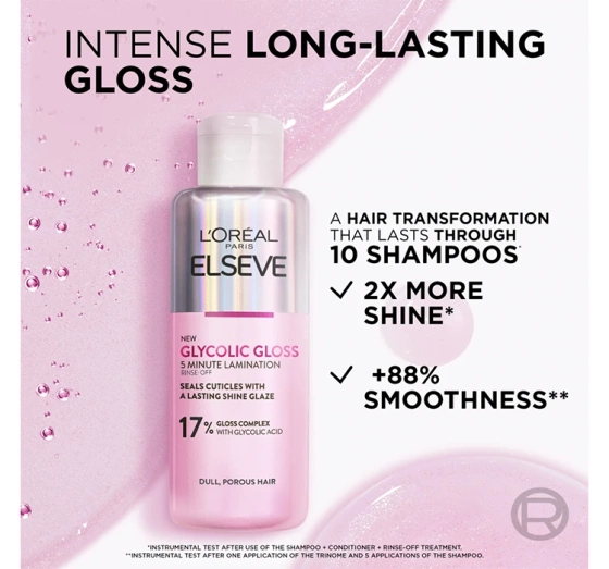 L'Oréal Paris Elseve Glycolic Gloss 5-minutowa kuracja laminująca do włosów matowych i szorstkich 200 ml