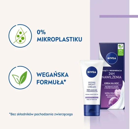 NIVEA 24h Nawilżenia kojąco-regenerujący krem do twarzy na noc 50 ml