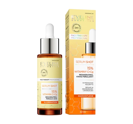 Eveline Cosmetics Serum Shot rozświetlające serum do twarzy szyi i dekoltu 15% witaminy C CG 30 ml