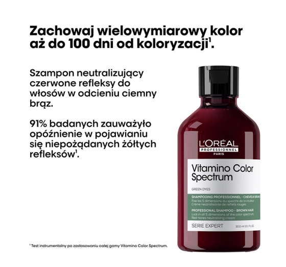 L'Oréal Professionnel Serie Expert Vitamino Color Spectrum Green neutralizujący szampon do włosów farbowanych na ciemny brąz i czerń 300 ml