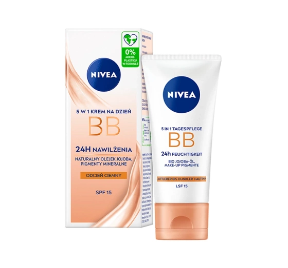 NIVEA 24h Nawilżenia krem BB 5w1 na dzień SPF15 odcień ciemny 50 ml