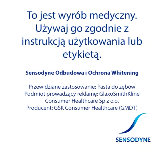 Sensodyne Odbudowa i Ochrona whitening pasta do zębów nadwrażliwych 75 ml