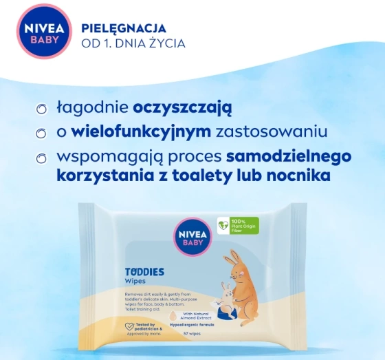 NIVEA BABY Toddies chusteczki oczyszczające dla dzieci 57 sztuk