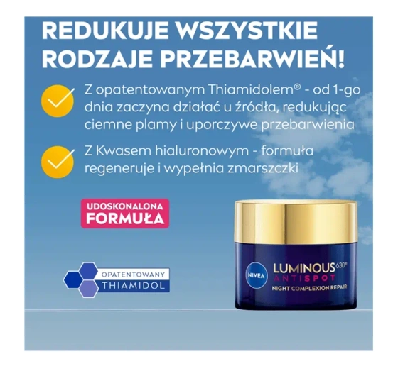 NIVEA Luminous630 krem do twarzy na przebarwienia na noc 50 ml