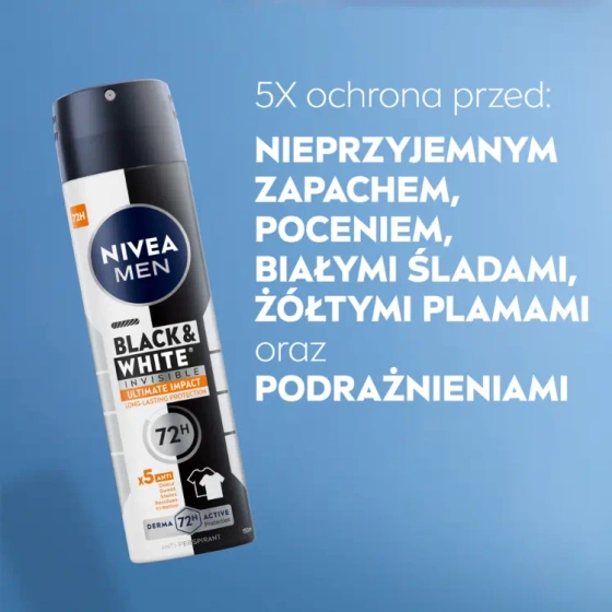 NIVEA MEN Black&White Invisible Ultimate Protect antyperspirant w sprayu dla mężczyzn 150 ml