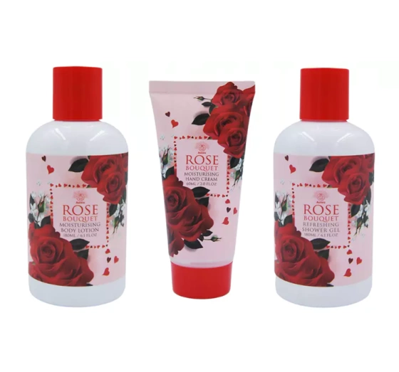 Aurora Rose Bouquet zestaw prezentowy żel pod prysznic 180 ml balsam do ciała 180 ml krem do rąk 60 ml