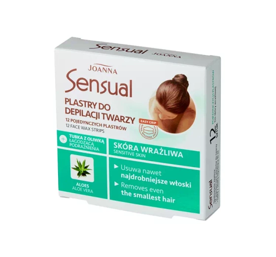 Joanna Sensual plastry do depilacji twarzy z aloesem dla skóry wrażliwej 12 sztuk