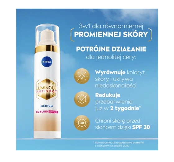 NIVEA Luminous630 Antispot krem CC przeciw przebarwieniom 02 Medium 40 ml