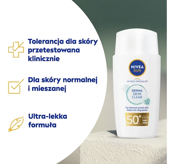 NIVEA SUN Derma Skin Clear przeciwsłoneczny fluid do twarzy SPF50 40 ml