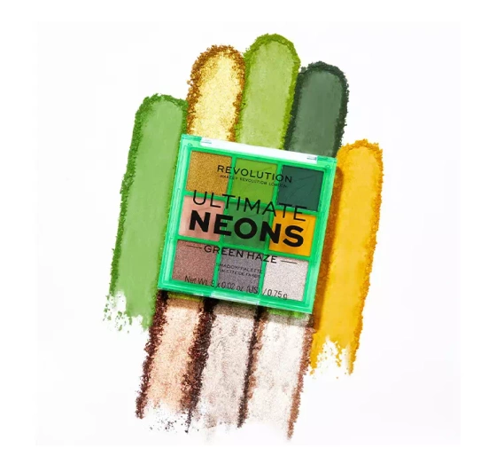 Makeup Revolution Ultimate Neons paleta cieni do powiek Green Haze 6,75g