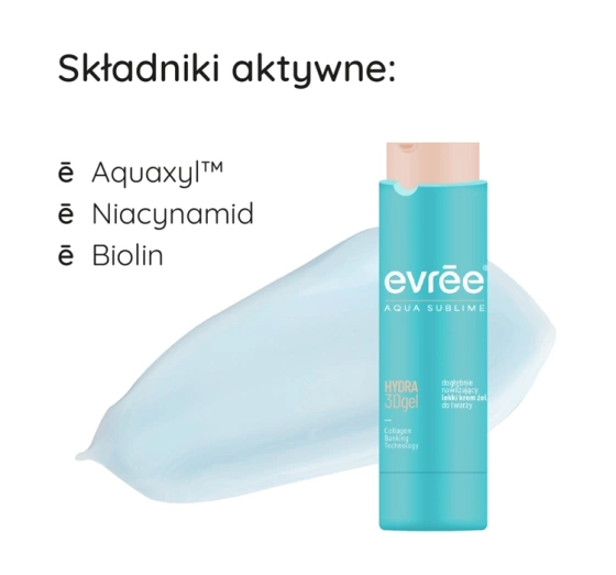 Evree Aqua Sublime Hydra 3D Gel dogłębnie nawilżający lekki krem-żel do twarzy 45 ml