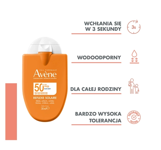 Avène Refleks Słoneczny krem SPF50 skóra wrażliwa 30 ml