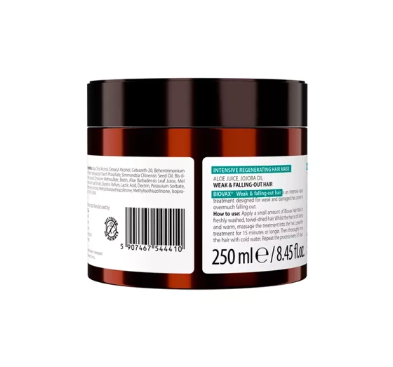Biovax Biotyna Plus intensywnie regenerująca maska do włosów wypadających 250 ml