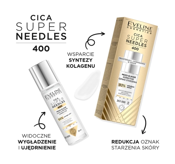 Eveline Cosmetics Super Needles Cica 400 mezo-eliksir korektor oznak starzenia 30 ml