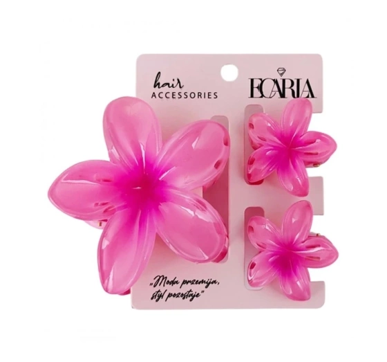 eCarla zestaw trzech spinek do włosów hawajskie kwiaty SP390 Pink Ombre