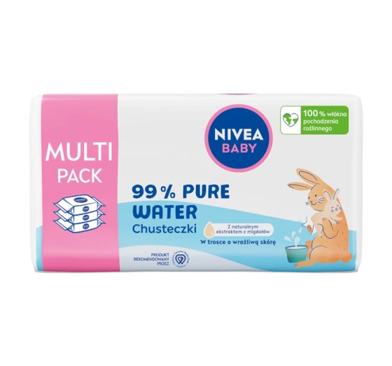 NIVEA BABY 99% Pure Water Multi Pack chusteczki nawilżane biodegradowalne 3 x 57 sztuk