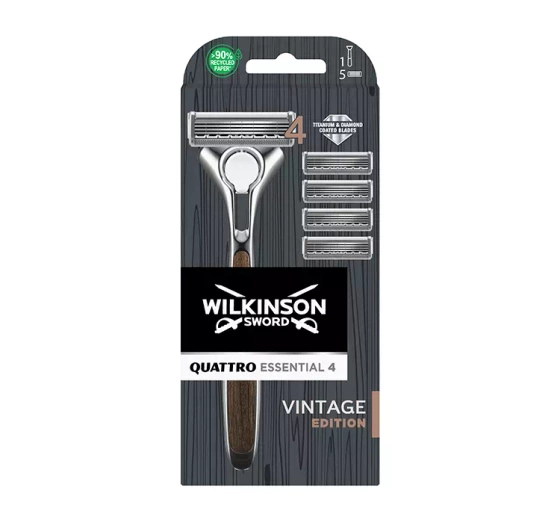 Wilkinson Sword Quattro Essential 4 Vintage maszynka do golenia dla mężczyzn rączka 5 wkładów