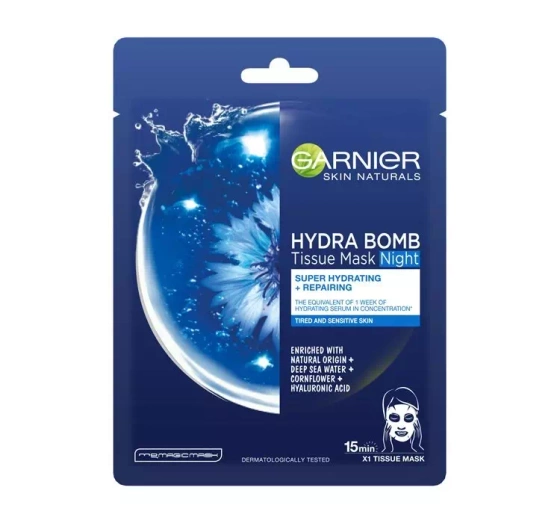 Garnier Hydra Bomb nawilżająca maska na tkaninie na noc 1 sztuka