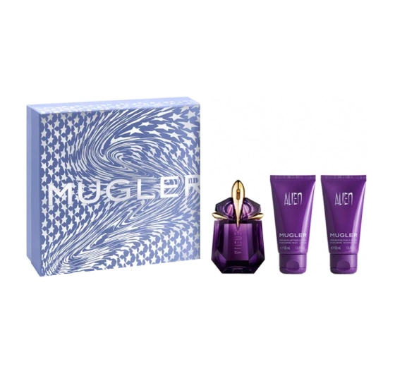Mugler Alien woda perfumowana spray 30 ml balsam do ciała 50 ml żel pod prysznic 50 ml