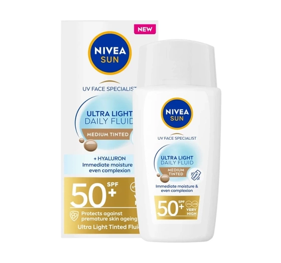 NIVEA SUN Ultra Light Daily Fluid krem do twarzy przeciwsłoneczny z pigmentem SPF50 Medium Tinted 40 ml