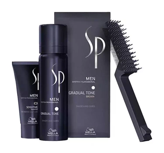 WELLA SP MEN GRADUAL TONE BROWN ZESTAW DO KOLORYZACJI WŁOSÓW PIANKA SZAMPON SZCZOTECZKA