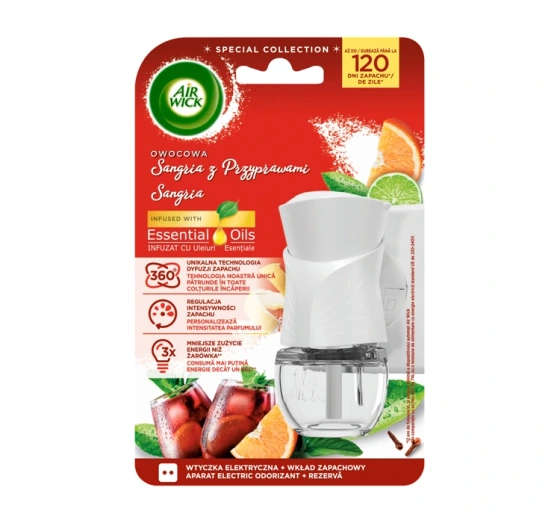 Air Wick zestaw elektryczny odświeżacz powietrza wkład Owocowa Sangria 19 ml