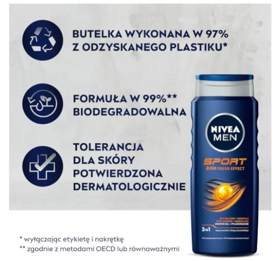 NIVEA MEN Sport żel pod prysznic 3w1 dla mężczyzn 500 ml