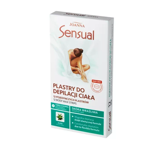 Joanna Sensual plastry do depilacji nóg i ciała z aloesem dla skóry wrażliwej 12 sztuk
