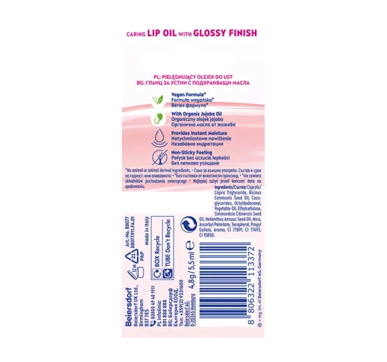 NIVEA Caring Lip Oil pielęgnujący olejek do ust Clear Glow 5,5 ml
