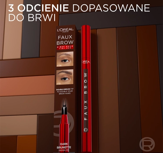 L'Oréal Paris Faux Brow marker do brwi z podwójną końcówką Dark Brunette 1ml