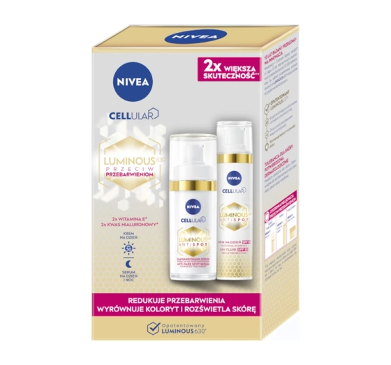 NIVEA Cellular Luminous630 2 Pack zestaw krem na dzień SPF50 40 ml serum na przebarwienia 30 ml