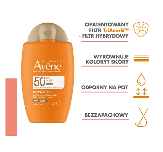 Avène Ultra Fluid Perfector krem do twarzy z pigmentem SPF50 skóra wrażliwa 50 ml