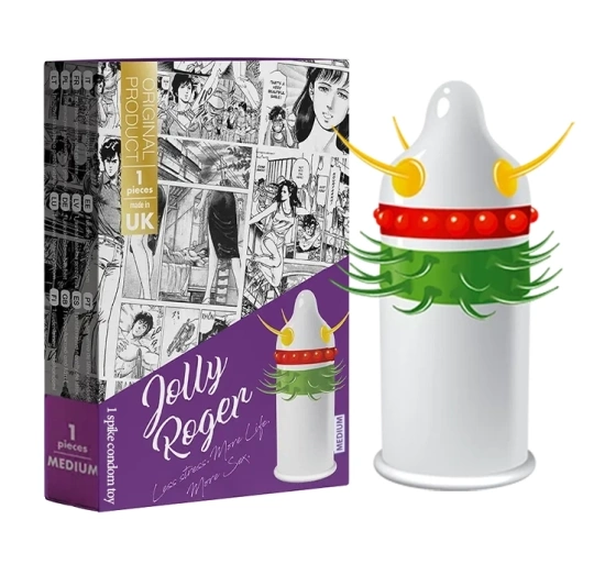 Egzo stymulująca prezerwatywa z wypustkami Jolly Roger Medium 1 sztuka