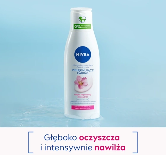 NIVEA Caring oczyszczające mleczko z olejkiem migdałowym do cery suchej i wrażliwej 200 ml