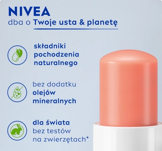 NIVEA pielęgnująca pomadka do ust Peach Shine 4,8 g