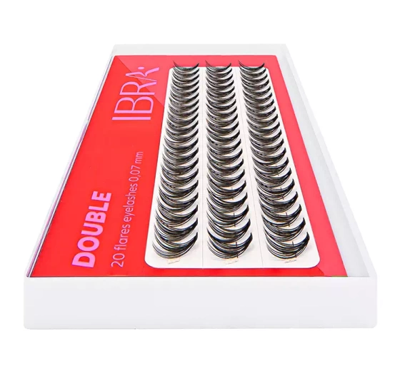 IBRA SZTUCZNE RZĘSY DOUBLE KĘPKI CZARNE C0,07 13MM