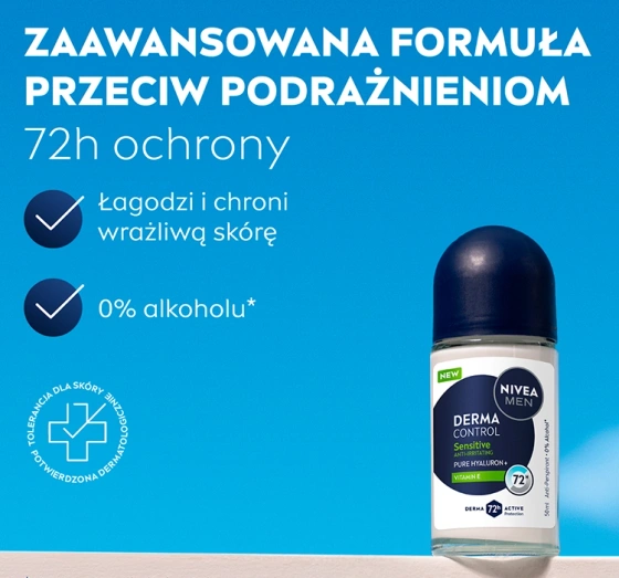 NIVEA MEN Derma Control antyperspirant w kulce dla mężczyzn Sensitive 50 ml