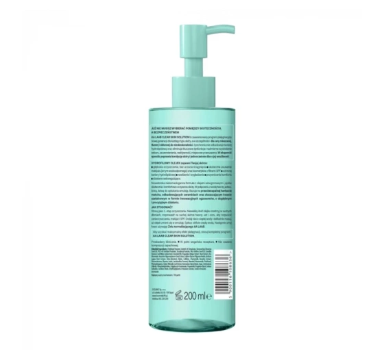AA LAAB Clear Skin Solution oczyszczający normalizująco-łagodzący hydrofilowy olejek 200 ml