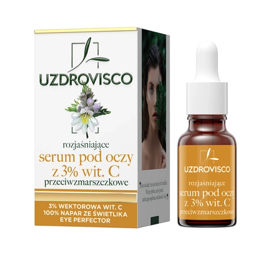 Uzdrovisco Świetlik rozjaśniające serum z 3% witaminą C pod oczy przeciwzmarszczkowe 15ml