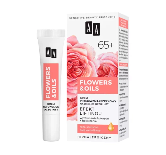 AA Flowers&Oil Efekt Liftingu 65 krem przeciwzmarszczkowy pod oczy i okolicie ust 15 ml
