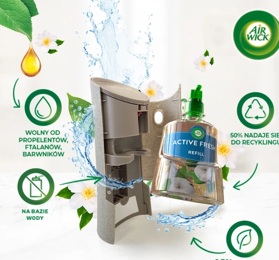 Air Wick Active Fresh automatyczny odświeżacz powietrza wkład Oceaniczny Powiew i Rajska Wanilia 228 ml