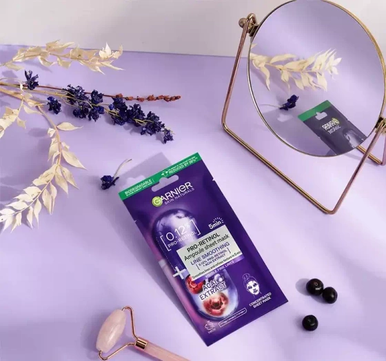 Garnier Pro-Retinol przeciwzmarszczkowa ampułka w masce na tkaninie 1 sztuka
