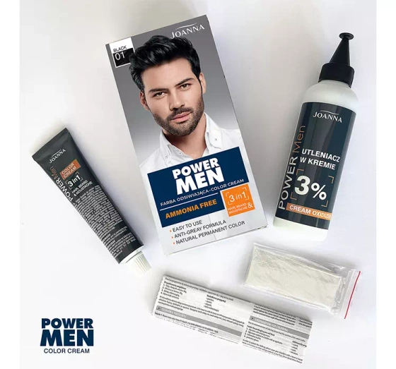 Joanna Power Men Color Cream farba do włosów dla mężczyzn 01 Black