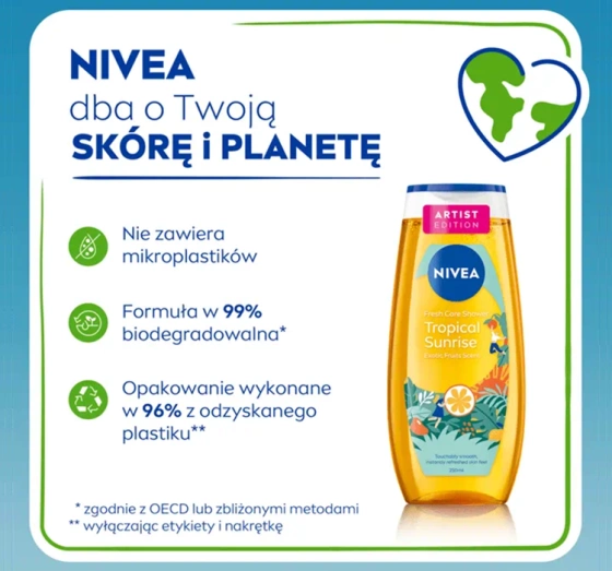 NIVEA Fresh Care Tropical Sunrise odświeżający żel pod prysznic 250 ml