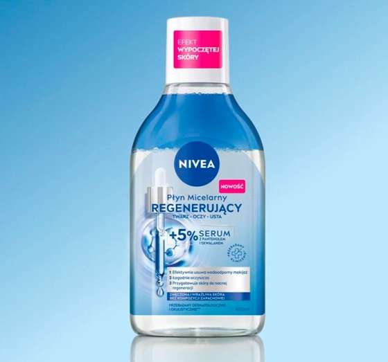 NIVEA dwufazowy regenerujący płyn micelarny do twarzy z 5% serum 400 ml