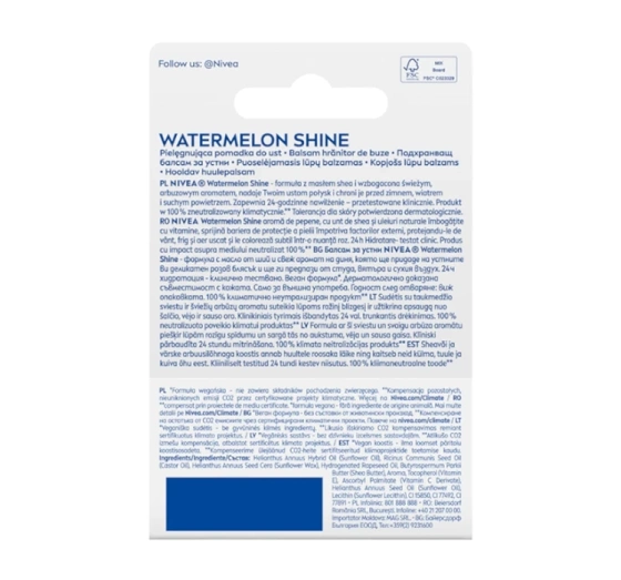 NIVEA pielęgnująca pomadka do ust Watermelon Shine 4,8 g